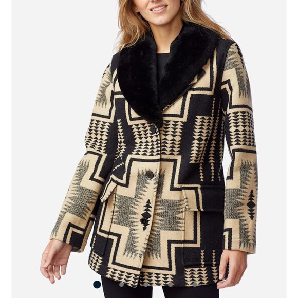 Pendleton Jackets & Blazers - Pendleton Woman's Western Wahkeena Shearling Wool Winter Blanket Coat Sz Lr